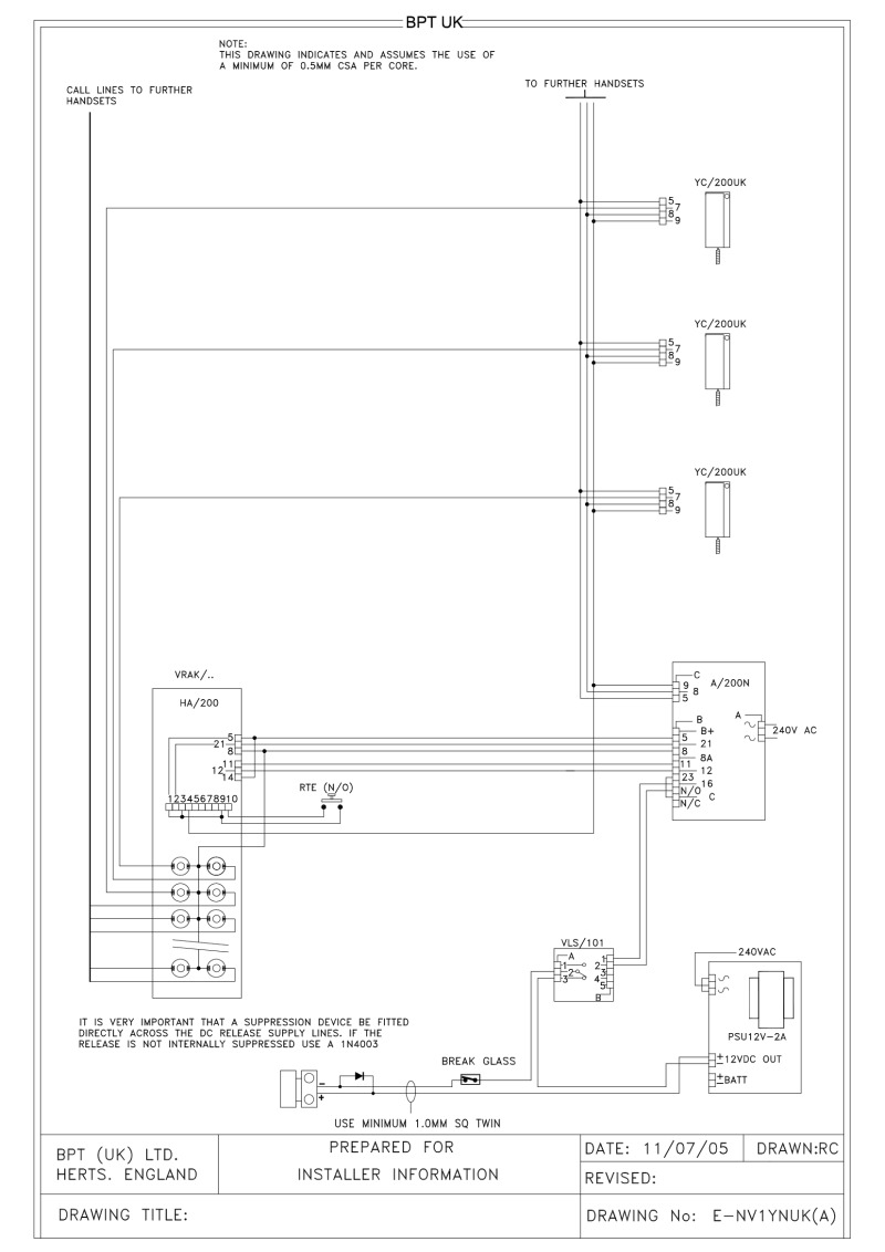 bpt wiring diagrams - system 200