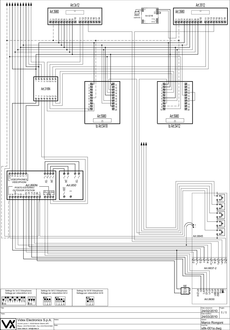 Videx 800 Series Wiring Diagrams