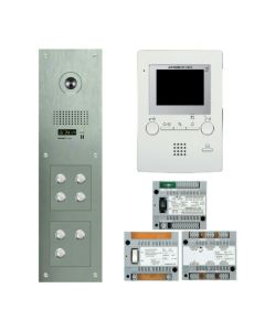 Aiphone GT-7M3/VFS flush-mounted stainless video kit with 7-call button panel and monitors for GT Series