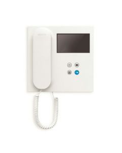 Fermax 9445 DUOX PLUS 4.3 inch VEO video monitor with screen, control buttons, and wall mount designed.