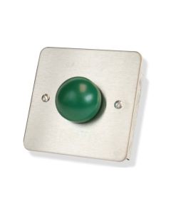 SRS Flush Single Gang Stainless Steel Blank Exit Button, Green Dome