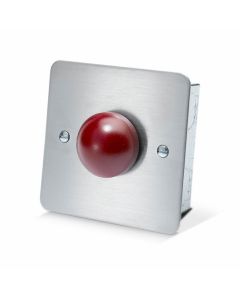 SRS Stainless Steel Red Dome Blank Exit Button, Flush Mount