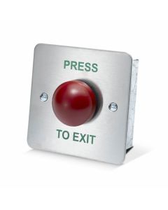 SRS Stainless Steel Red Dome Press To Exit Button, Flush Mount