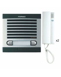 Fermax-6202 CITYMAX 2-way audio door entry kit with white phones (4+N), reliable basic intercom for residence.