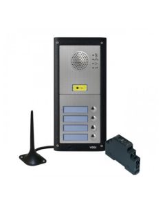 Videx GSM4K-4S/M/4G 4-button 4G GSM surface audio kit with prox reader, matt stainless housing, speaker/mic
