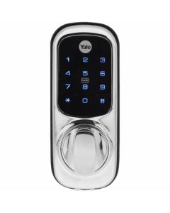 Yale L24842 Keyless Smart Lock, chrome finish, digital keypad for secure, convenient, and key-free door entry.