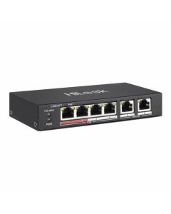 Hikvision NS-0106P-35 4-port unmanaged POE switch image shown for fast Ethernet connection in small setups