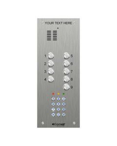Comelit VK4109/05 9-button VR audio panel features stainless keypad for secure, multi-user door access.