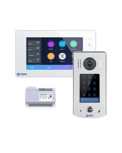CDVI CDV4796KP-DX-W one-way video entry kit in white with keypad and mobile app for home or small building use