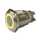 SRS 19mm Stainless Steel, Vandal Resistant Button with Yellow LED