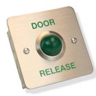SRS Sml Green Dome Stnls. Steel Door Release Button, Flush Single Gang