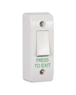 RGL architrave white plastic, light switch style PRESS TO EXIT button