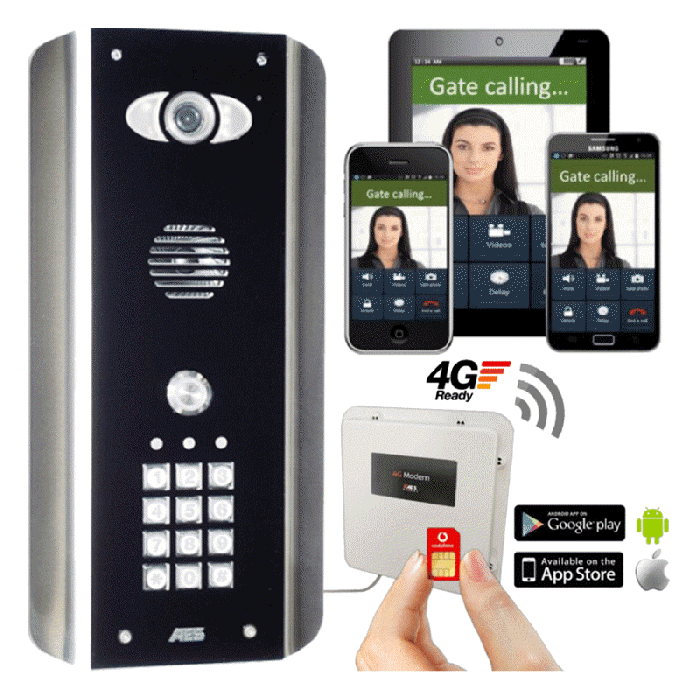 AES PRE2-4GE/ABK | 1 Button WiFi/4G Video Entry Kit with Keypad