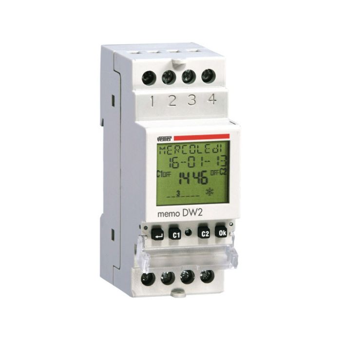 Vemer VE341400 MEMO DW2 Time Switch 2 Channels (Daily/Weekly) 230V