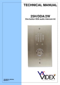 Videx DDA series audio - 25HDDA2W 1 button (2 wire) - Installation Guide