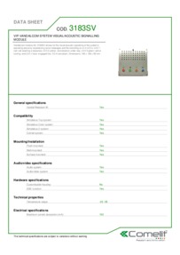 Comelit 3183SV data sheet