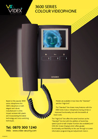 Videx 3600 series - Colour video phone brochure (2 pages)