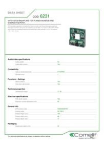 Comelit 6231 data sheet