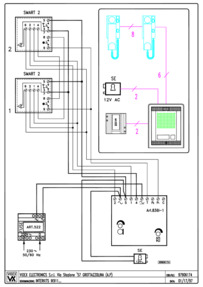 Videx IK1 Audio Wiring Diagram (4+n) - 1 x Entrance, 2 x phone (SMART2) with intercom, 522 AC PSU.