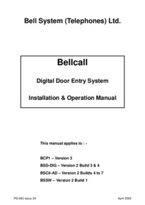 Bellcall Installation and Operation Manual