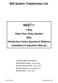 Bell (BSTL) bellfree Manual BF1 Way (PD-167 Iss 1)