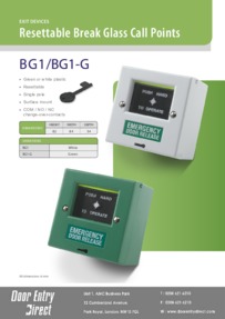BG1 / BG1-G Resettable Break Glass Call Points Brochure