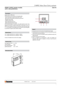 Bticino technical brochure for Sfera Classic speaker module