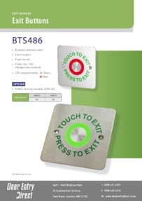 BTS-486 Brushed Stainless Steel Touch Sensitive Exit Button Brochure