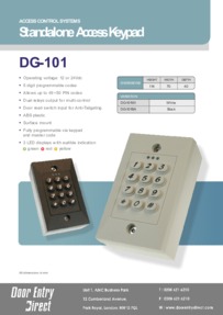 DG101 Internal keypad data sheet