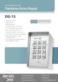 DG15 keypad data sheet