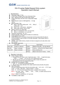 DG-15LD Keypad User Manual
