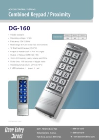 DG160 Narrow Style Keypad data sheet