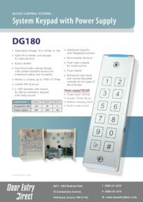 DG180 Narrow Stile Keypad data sheet