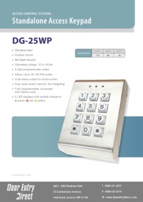 DG25 keypad data sheet