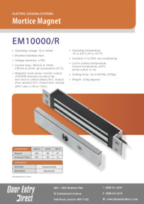 EM10000R Mortice Magnet Lock Brochure