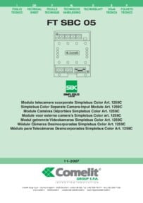Comelit Simplebus Colour Separate Camera Input Module Art. 1259C - Technical Manual