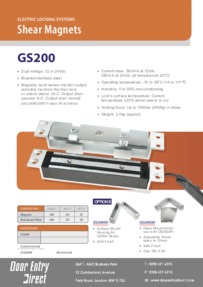 GS200 Magnetic shear lock data sheet