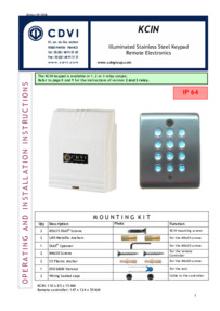 Instructions for KCIN keypad with remote elctronics