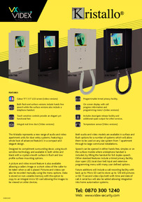 Videx Kristallo - Audio & Video phone brochure