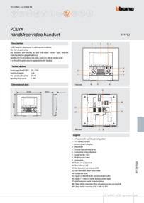 Bticino 344192 Polyx video monitor Brochure