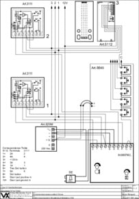 Videx 837 series Audio Wiring Diagram - 1 x Entrance, n x phones (5112 hands free & 3111), 520M PSU