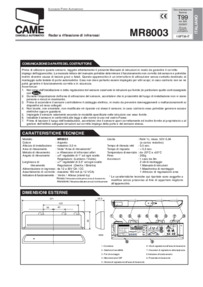 CAME MR8003 Manual
