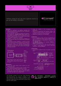 Comelit RF10VEDO-RF32VEDO Technical Manual