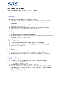 SRS-1203PSU Installation Instructions