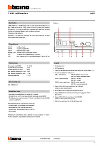Bticino Technical Data Sheet