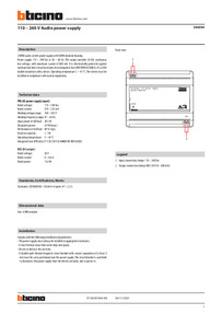 Bticino Technical Data Sheet