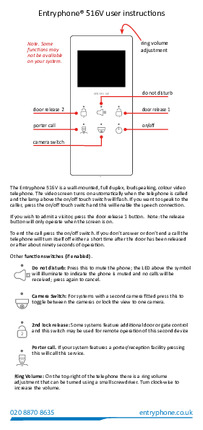 Entryphone User Instructions