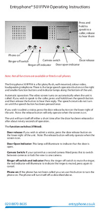 Entryphone User Instructions